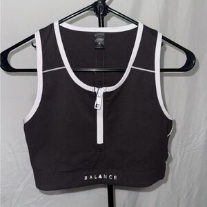 NWT Balance Athletica (Vitality) Isotope Zip Front Sports Bra - Black